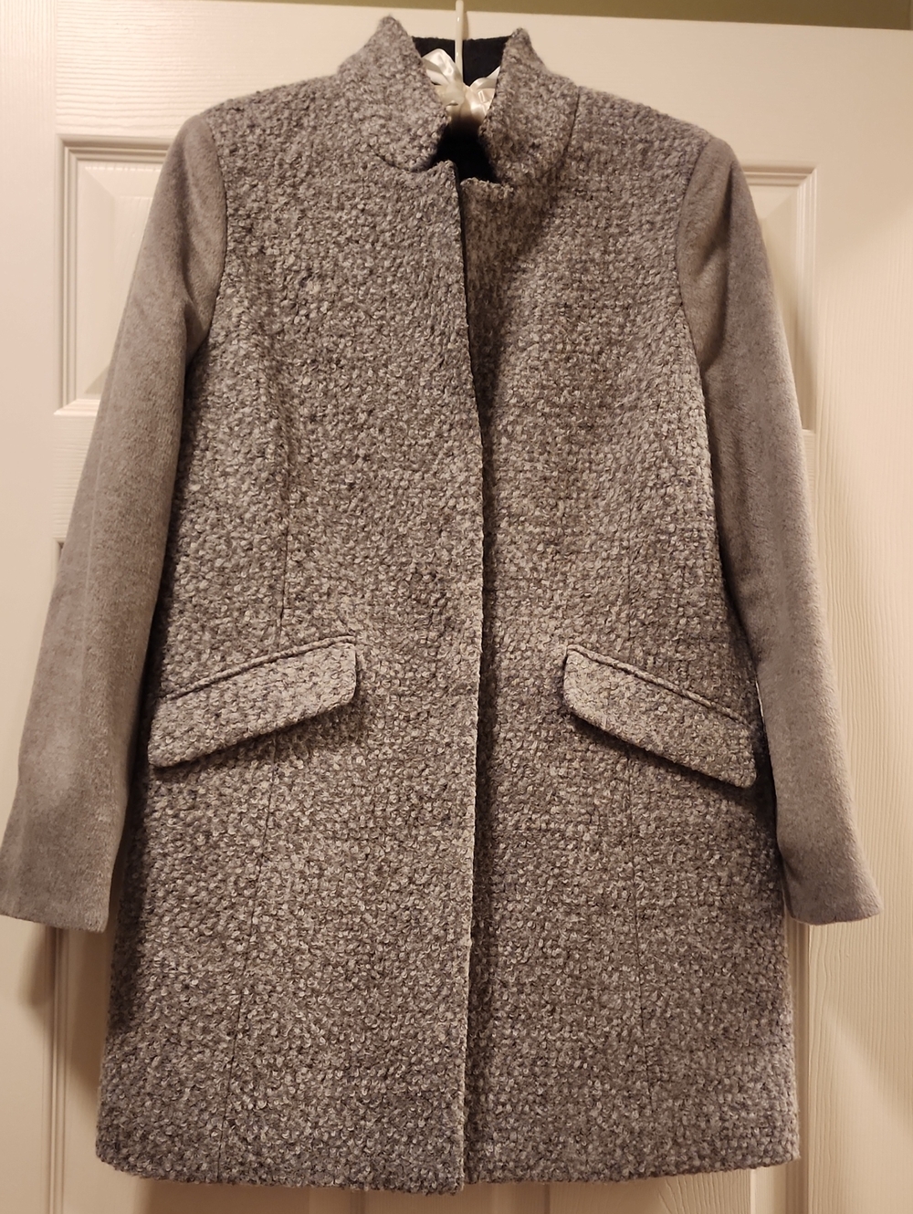 NWOT Kenneth Cole New York Gray Bouclé Wool-Blend Coat